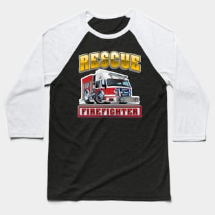 Cartoon Fire Truck Baseball T-Shirt